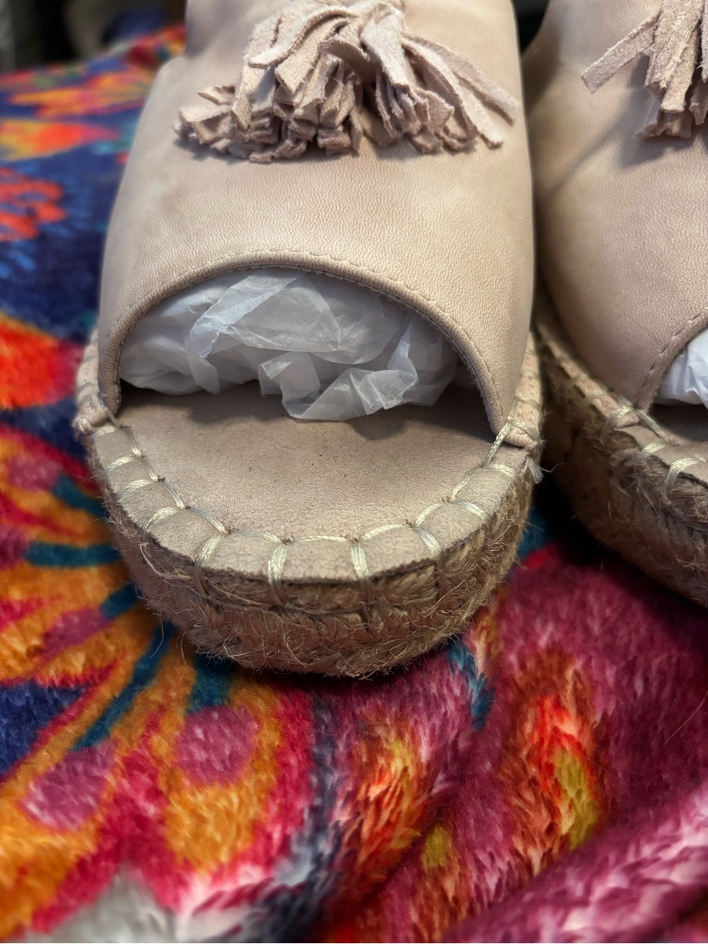 Seven Dials Beige/Tan Tassel Espadrille Slide Mules Size 9 A00520 - Picture 4 of 6